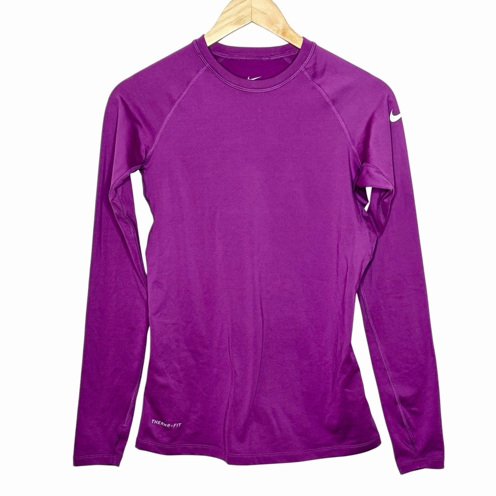 Nike Pro Combat Therma Fit Fleece Lined Shirt Womens Small Fitted Cold Weather